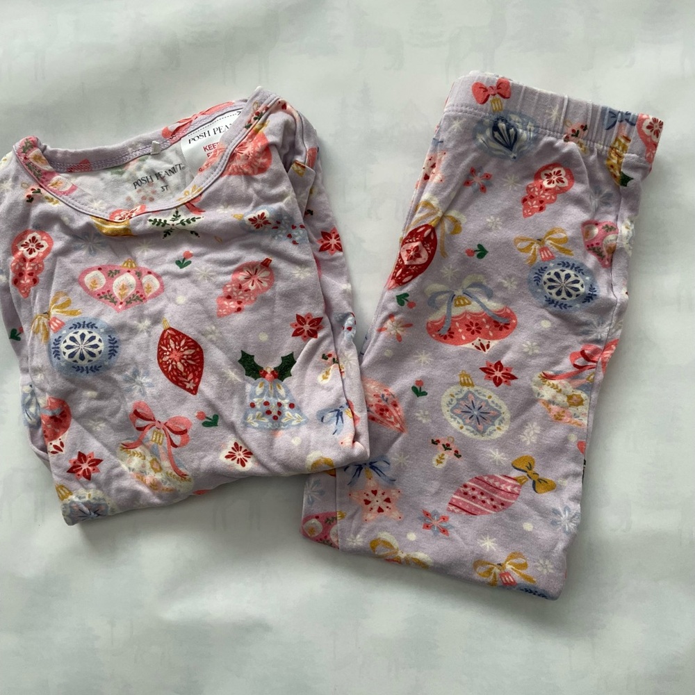 Posh Peanut Christmas Pink and Purple Kids Pajama Set